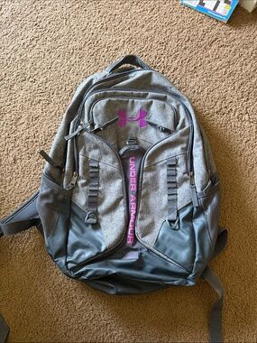 Under Armour Grey Backpack with Purple Logo Accents